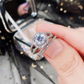 Micro Pave Full Zircon Couple Ring Set, European Style Engagement Matching Rings For Women view 2