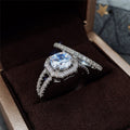 Micro Pave Full Zircon Couple Ring Set, European Style Engagement Matching Rings For Women view 4