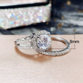 Micro Pave Full Zircon Couple Ring Set, European Style Engagement Matching Rings For Women view 5