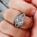 Micro Pave Full Zircon Couple Ring Set, European Style Engagement Matching Rings For Women view 3