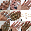 Rhinestone Star Moon Letter Water Drop Crown Alloy Snake Vintage Multi Pack Knuckle Rings view 3