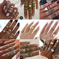 Rhinestone Star Moon Letter Water Drop Crown Alloy Snake Vintage Multi Pack Knuckle Rings view 4