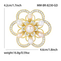 Alloy Pearl Hollow Double Camellia Brooch Pin for Coats view 5