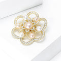Alloy Pearl Hollow Double Camellia Brooch Pin for Coats view 2