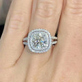 New Simulated Diamond Ring With Cluster Zircon Stones, Fashion Engagement Jewelry For Women view 2