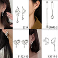 Elegant Alloy Liquid Metal Lava Drip Butterfly Bow Flame Note Rhinestone Pearl Stud Drop Earrings view 2