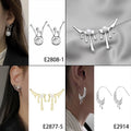 Elegant Alloy Liquid Metal Lava Drip Butterfly Bow Flame Note Rhinestone Pearl Stud Drop Earrings view 4