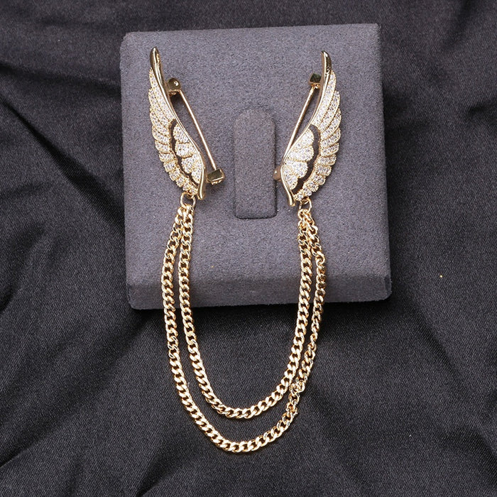 Alloy Angel Wing Chain Brooch Pin For Cardigan Accessories