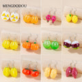 Cute Acrylic Enamel Simulated Fruit Lemon Banana Mangosteen Tomato Potato Alloy Hook Drop Earrings view 1