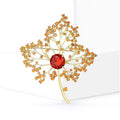 Copper Zircon Maple Leaf Brooch Pin For Coats And Shawls view 2