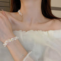French Vintage Rococo Faux Pearl Crystal Circle Geometric Choker Necklace view 1
