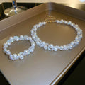 French Vintage Rococo Faux Pearl Crystal Circle Geometric Choker Necklace view 2