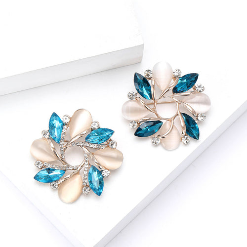 Alloy Cats Eye Wreath Brooch Pin For Womens Coats