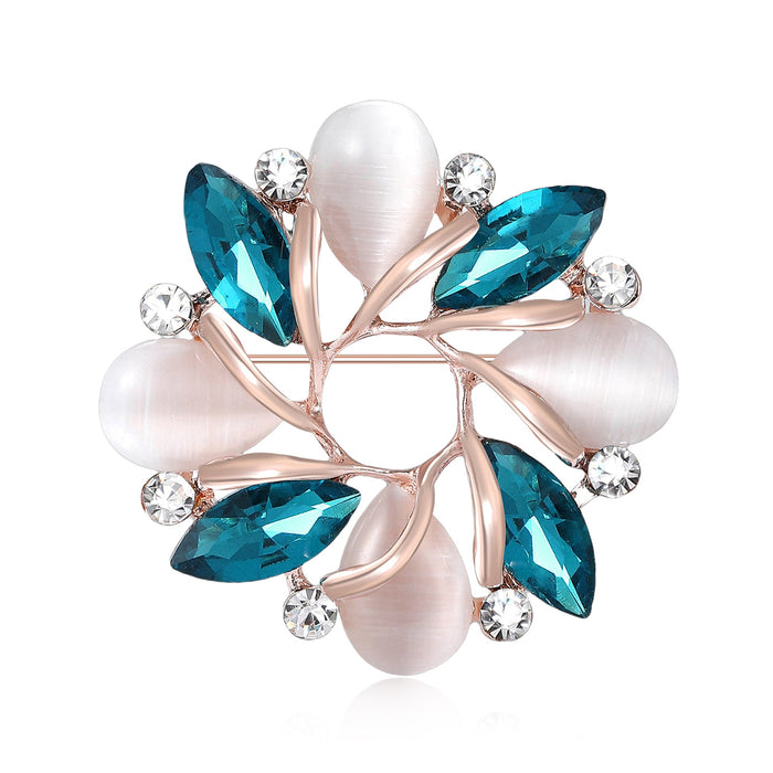 Alloy Cats Eye Wreath Brooch Pin For Womens Coats