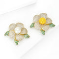 Alloy Zircon Amber Camellia Brooch For Elegant Apparel Decoration view 3