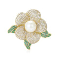 Alloy Zircon Amber Camellia Brooch For Elegant Apparel Decoration view 1