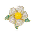 Alloy Zircon Amber Camellia Brooch For Elegant Apparel Decoration view 2