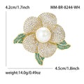 Alloy Zircon Amber Camellia Brooch For Elegant Apparel Decoration view 4