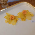 French Vintage Fabric Petal Cluster Stud Earrings Rococo Pastoral Spring Floral Ear Jewelry view 3
