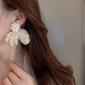 French Vintage Fabric Petal Cluster Stud Earrings Rococo Pastoral Spring Floral Ear Jewelry view 4