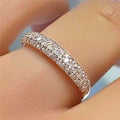 Three Row Full Zircon Couple Ring Designer Stackable Band Ring Trendy Fashion Jewelry view 2