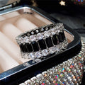 Sparkling AAA Grade Cluster Zircon Women's Wide Eternity Band Ring With Colorful Gemstone Style view 2