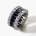Sparkling AAA Grade Cluster Zircon Women's Wide Eternity Band Ring With Colorful Gemstone Style view 1