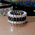 Sparkling AAA Grade Cluster Zircon Women's Wide Eternity Band Ring With Colorful Gemstone Style view 3
