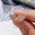 Sparkling Geometric Diamond Shape Stud Earrings For Women, Light Luxury Triangle Fashion Ear Jewelry view 3