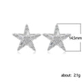 Korean Trendy Full Rhinestone Five Point Star Stud Earrings For Women, Sweet Student Ear Jewelry view 5