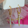 Copper Inlaid Zircon Geometric Cone Earrings For Women Hip Hop Rock Ear Cuff Jewelry view 3