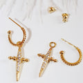 Copper Inlaid Zircon Geometric Cone Earrings For Women Hip Hop Rock Ear Cuff Jewelry view 2