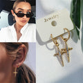 Copper Inlaid Zircon Geometric Cone Earrings For Women Hip Hop Rock Ear Cuff Jewelry view 4