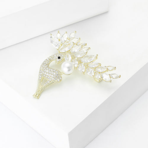 Alloy Pearl Deer Brooch For Coats Dresses And Formal Wear
