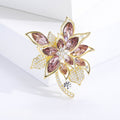 Gold Plated Copper Zircon Flower Brooch Pin For Elegant Apparel view 5