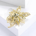 Gold Plated Copper Zircon Flower Brooch Pin For Elegant Apparel view 3