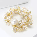 Copper Zircon Leaf Wreath Brooch For Women's Coat Lapel Decor view 3