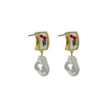 Alloy Flower Baroque Irregular Pearl Drop Earrings With Silver Needle Ethnic Style view 5