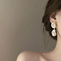 Alloy Flower Baroque Irregular Pearl Drop Earrings With Silver Needle Ethnic Style view 4