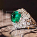 Vintage Classic Emerald Green Zircon Ring, Wedding Anniversary Celebration Gift Jewelry view 3
