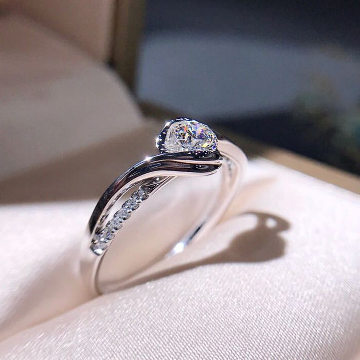 Creative Twisted Arm Eight Hearts Eight Arrows Zircon Ring For Women Engagement Band