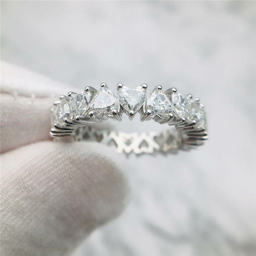 Creative Heart Shaped Zircon Ring For Women, Diamond Inlaid Sweetheart Birthday Gift Jewelry