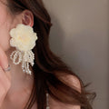 Korean Style Pearl Flower Butterfly Bow Tassel Long Boho Drop Earrings view 4