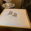 Copper Micro Pave Zircon Knot Geometric Hoop Stud Earrings Korean Minimalist Petite Jewelry view 3