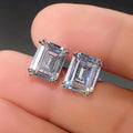 Sparkling 8x10mm Rectangular Zircon Stud Earrings, Minimalist Unisex Fashion Ear Jewelry view 1