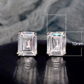 Sparkling 8x10mm Rectangular Zircon Stud Earrings, Minimalist Unisex Fashion Ear Jewelry view 5