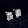 Sparkling 8x10mm Rectangular Zircon Stud Earrings, Minimalist Unisex Fashion Ear Jewelry view 4