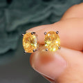 Sparkling Four Prong Oval Zircon Solitaire Stud Earrings For Women Small Fashion Jewelry view 2
