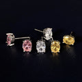 Sparkling Four Prong Oval Zircon Solitaire Stud Earrings For Women Small Fashion Jewelry view 3