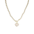 French Vintage Iridescent Pearl Heart T Toggle Necklace With Rhinestone Detail For Women view 5